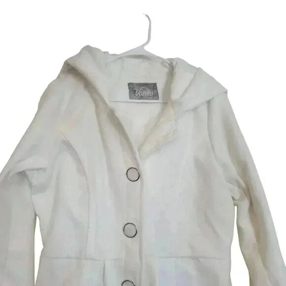 Vanity Women's Winter White Poly/Wool Fleece Lined Jacket with Hood - Picture 2 of 14